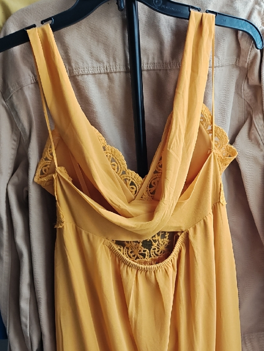 BCBG Paris Yellow Lace-Trim Midi Dress - Picture 4 of 4